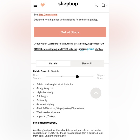 RE/DONE 90S High Rise Loose Comfort Stretch - sz 25 - Picture 7 of 9